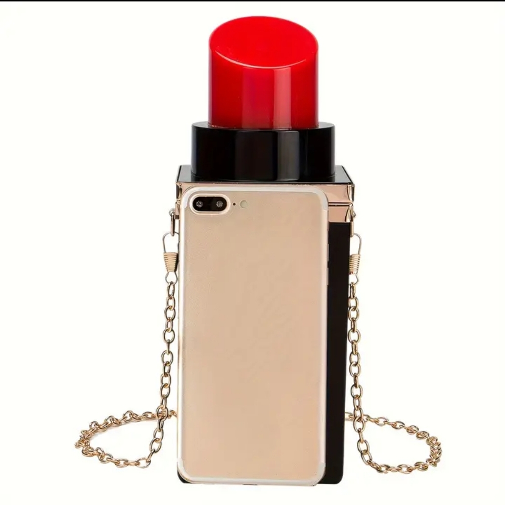 NEW Chic Mini Red Lipstick Shaped Crossbody Handbag - Picture 6 of 7